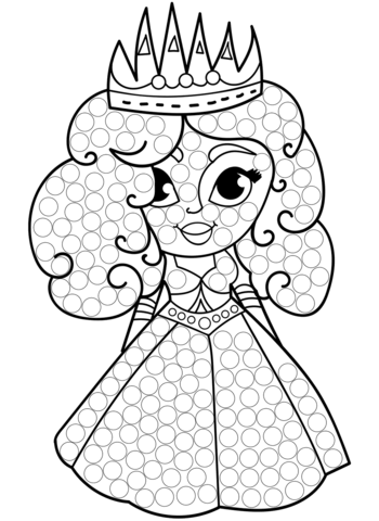 Cartoon Princess Dot Art Coloring Page